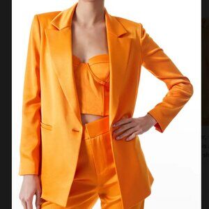 Alice + Olivia Orange Blazer, Shorts, and Cowl Neck Blouse 3-Piece Set